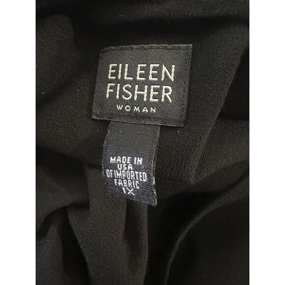 Eileen Fisher Faux Wrap Dress Black Stretch Slinky Jersey Women's Plus Size 1X - Picture 7 of 15